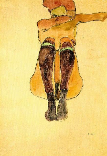 Egon Schiele Seated nude girl
